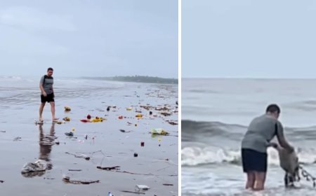 Watch: Man caught dumping plastic, garbage into sea; points at environmentalist when asked 'who will clean this?'