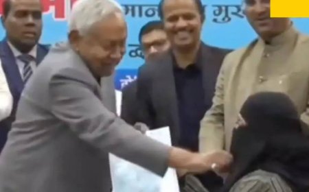 Watch: CM Nitish Kumar pulls down woman's hijab at event; Cong, RJD slam 'vile act'