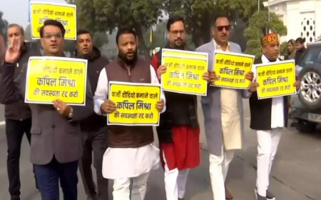 AAP MLAs stage protest outside Delhi Assembly against state government