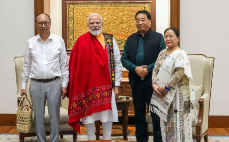 PM Modi meets Manipur CM, his two deputies in New Delhi