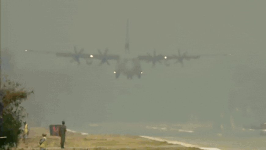 Watch: PM Modi lands at Dibrugarh Emergency Landing Facility, attends IAF air show