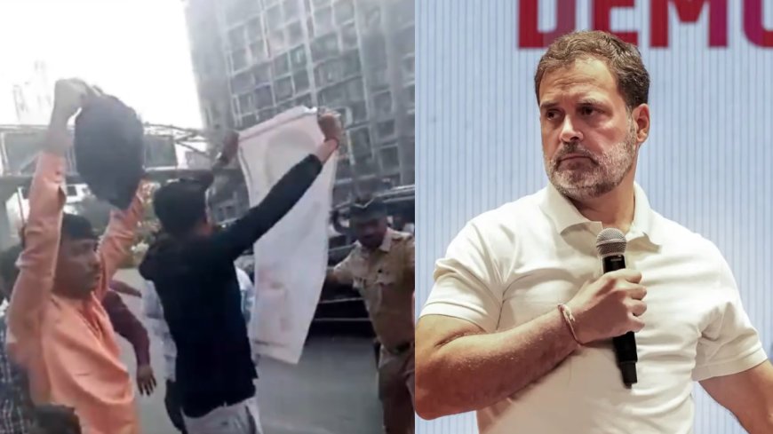 BJP shows black flag to Rahul Gandhi after Congress' shirtless protests at AI Summit
