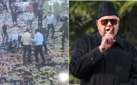 Close shave for Farooq Abdullah: Man aims gun at ex-J&amp;K CM, pinned down in time - CCTV footage
