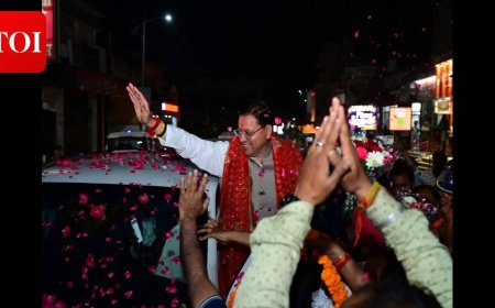 Uttarakhand CM Pushkar Dhami receives grand welcome from supporters during Khatima visit