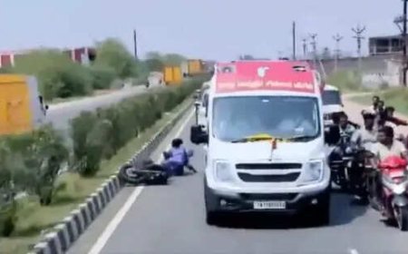 Caught on cam: Motorcycle rider meets with accident during TVK chief Vijay's roadshow