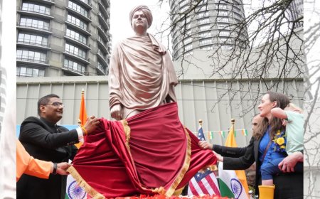 Swami Vivekananda Monument installed in downtown Seattle