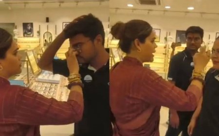 Watch: BJP leader Nazia enters Lenskart store, applies tilak on staff amid dress code row