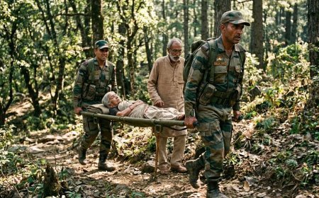 Army rescues ailing woman in a hilly village, Chill; carry her stretcher for 3 hours to reach road head